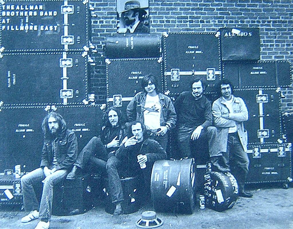 here's a shot of The Infamous ABB roadies with photographer Jim Marshall  at right in light colored jacket. This photo comes from the LAFE photo shoot