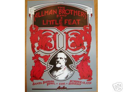 Cool poster for ABB and Little Feat gig on 10/12/91 at The Santa Barbara Bowl, CA.