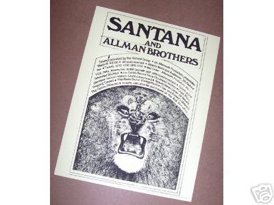 poster for ABB gig with SANTANA 3/19/70 at the Municipal Auditorium, Atlanta, GA.