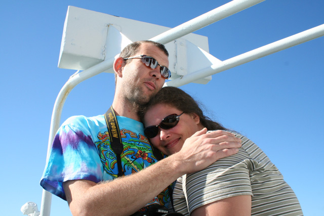 Del and me on the ferry. Dels shirt....Gov't mule of course *lol* Note to self. Next time wear sunblock!! I got a little red.