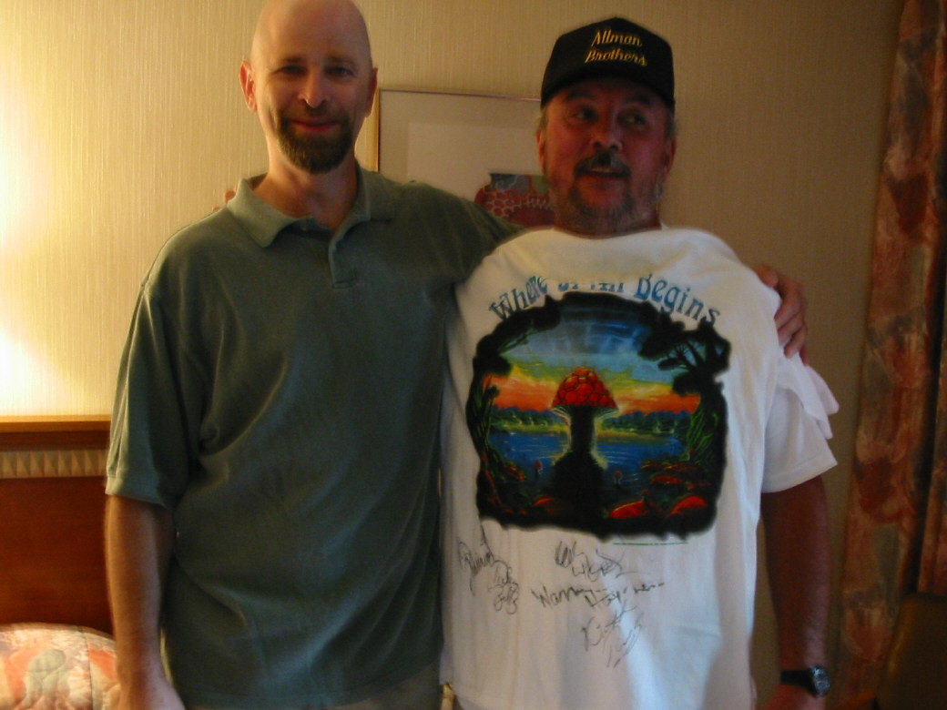 The big dude with Gerald, a.k.a. GPM, who traveled all the way up from Mobile to see the Allmans at Jones Beach on August 13, 2002.  Not in the picture -- but an essential part of the day's fun -- was JodyD.