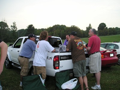 Lynn, Tunney, Bill, Otie, and Goliath Tailgating at DB & GS 