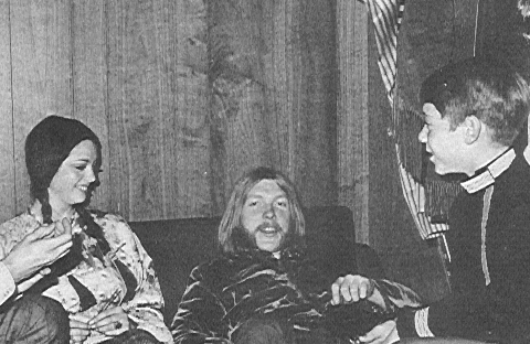 Duane laying on the couch with Lost in Space cast (Billy Mummy to right)