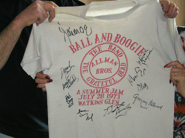 Original Watkins Glen shirt, autographed by the entire present band, Susan Tedeschi, Red Dog, and Lana.